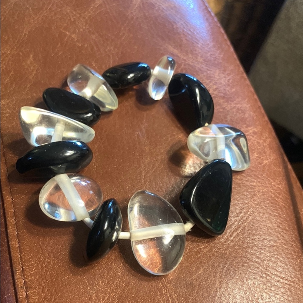 VERY EARLY CARLOS SOBRAL RESIN LUCITE EBONY AND CLEAR NUGGET CHUNKS BRACELET